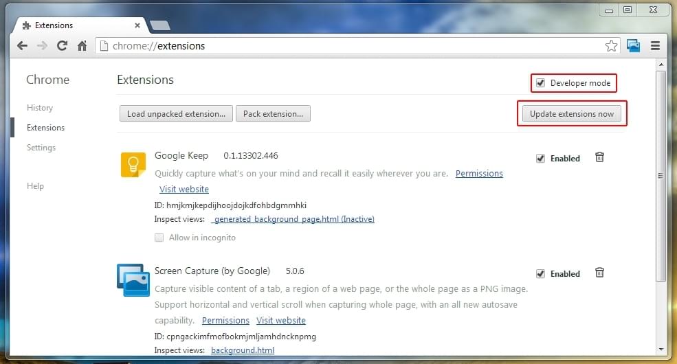 Update Chrome Extensions